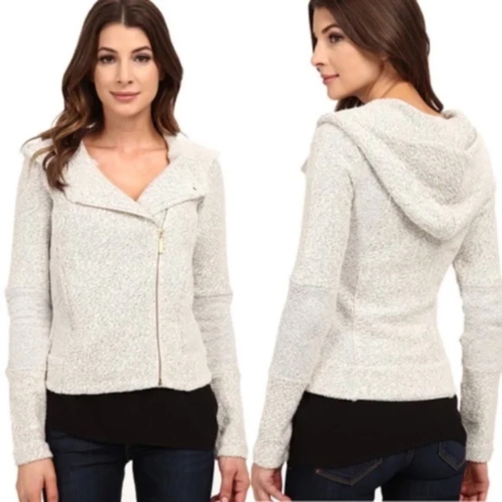 Lucky Brand Knit Hooded Active Moto Jacket